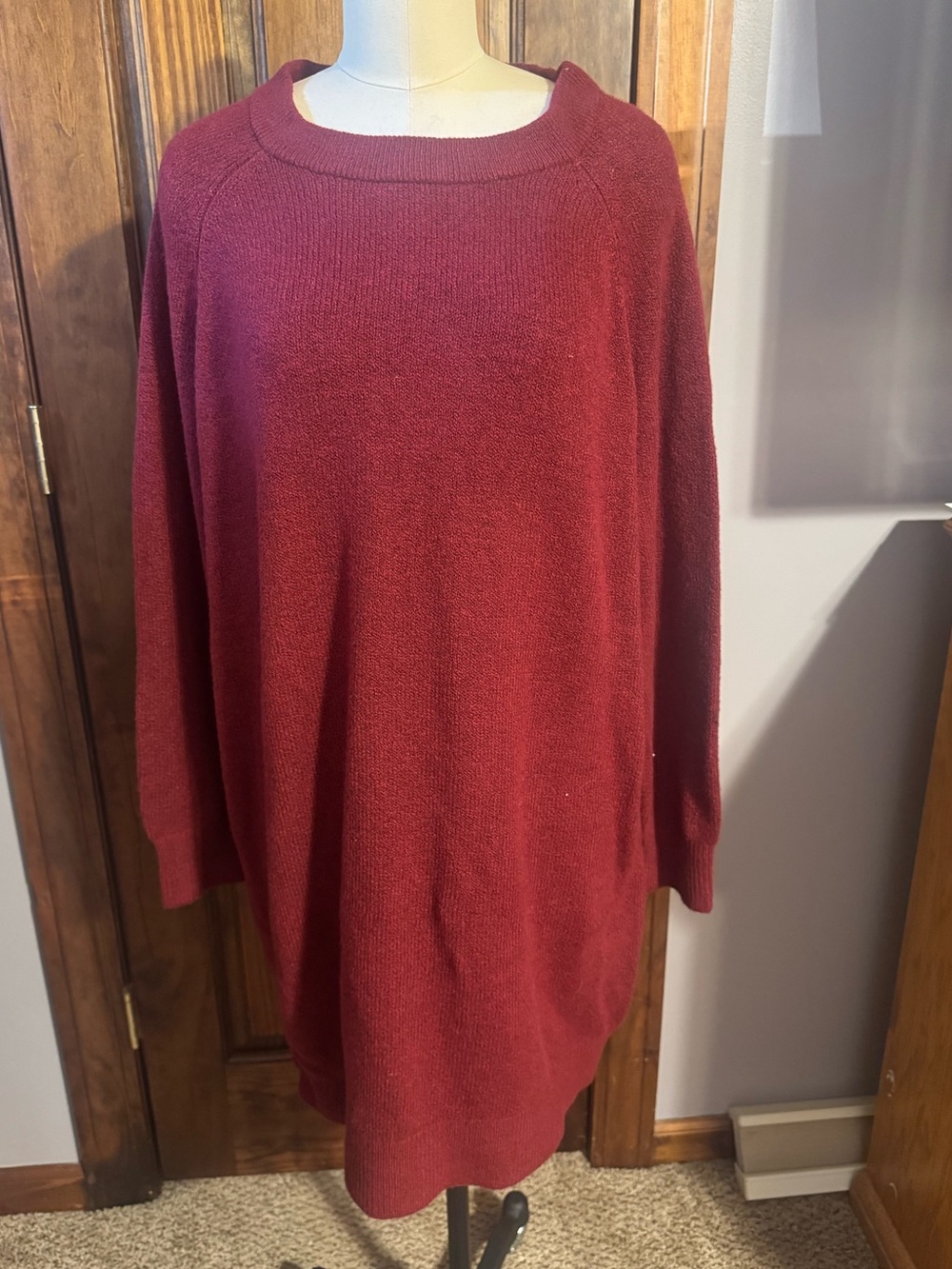 Old Navy Oversized Crewneck Sweater Dress - Burgundy